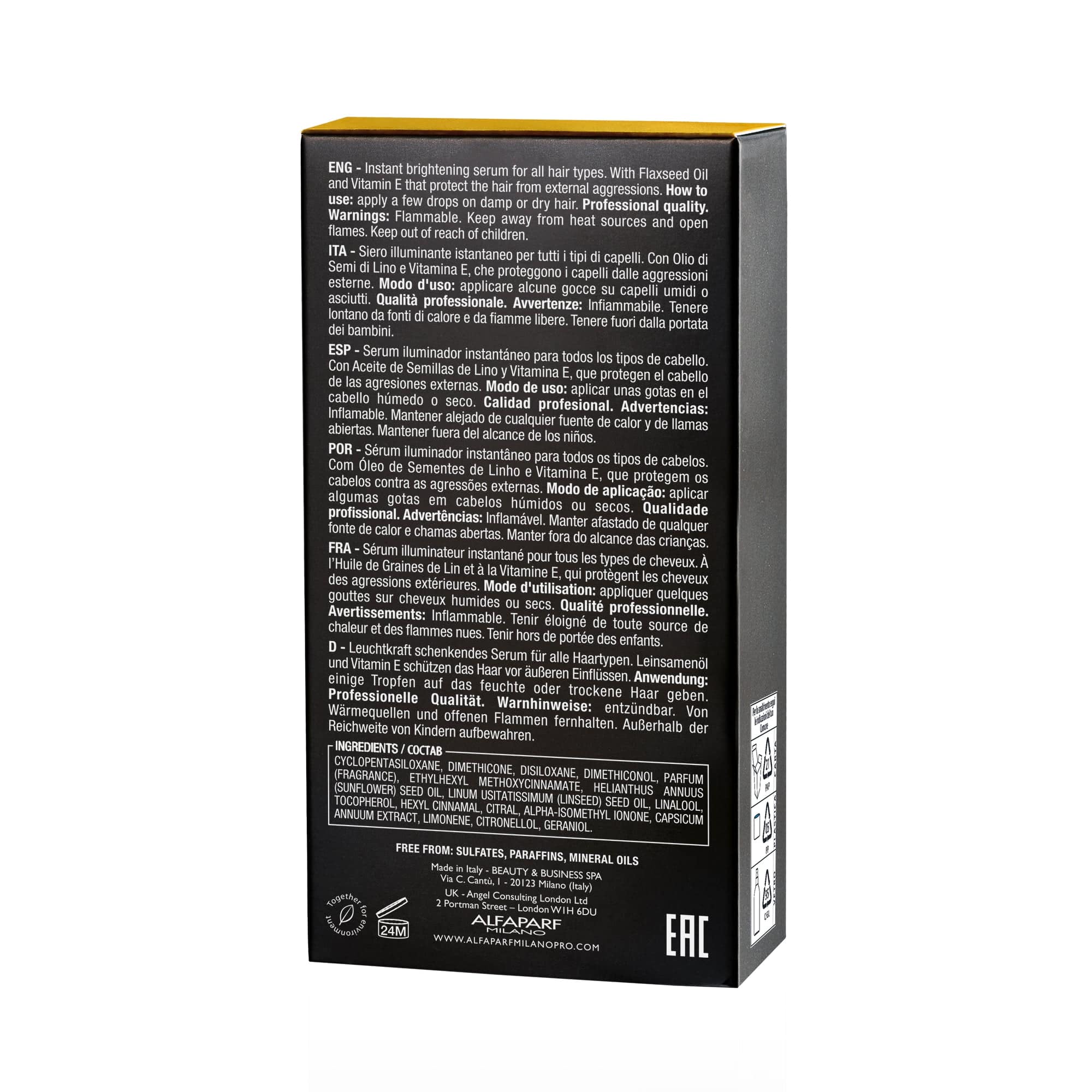 Alfaparf Protector Térmico Alfaparf Semi di Lino Sublime Cristalli Liquidi 30 ml Roberta Beauty Club Tienda Online Productos de Peluqueria