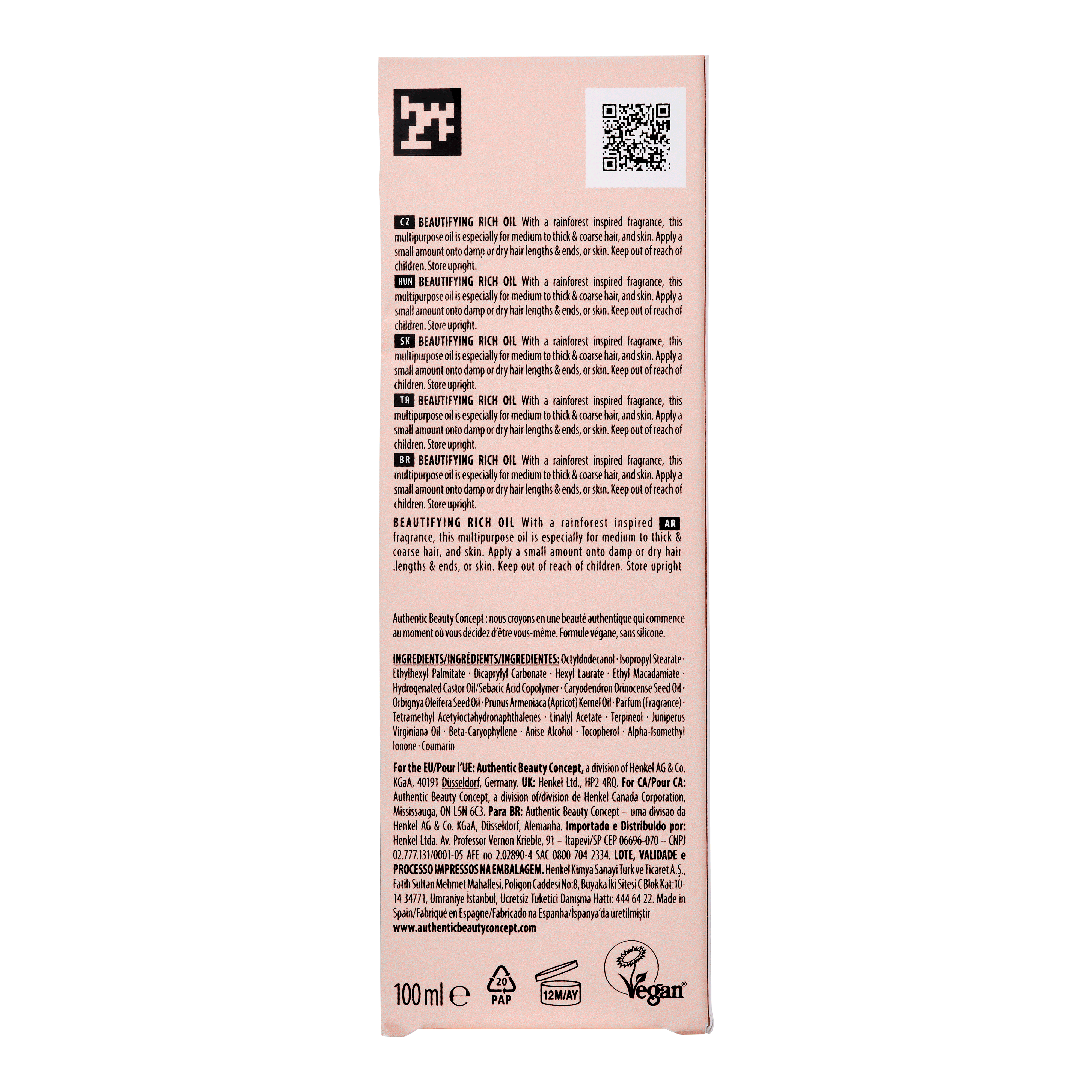 Authentic Beauty Concept Aceite Capilar Aceite Embellecedor 100ml Roberta Beauty Club Tienda Online Productos de Peluqueria