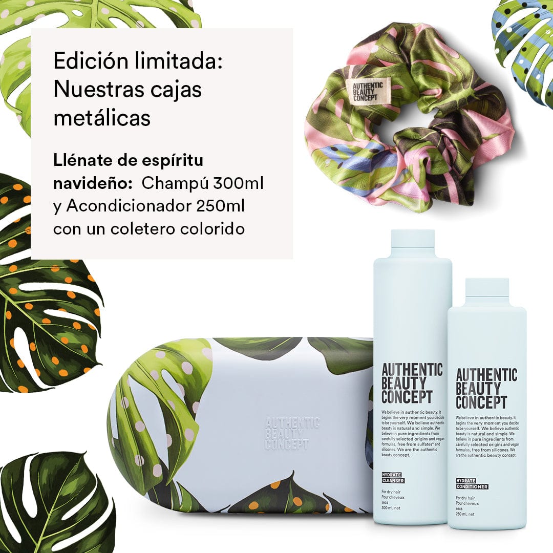 Authentic Beauty Concept Champú HYDRATE Pack Cleanser + Conditioner + Coletero + Caja Metálica de Regalo Roberta Beauty Club Tienda Online Productos de Peluqueria