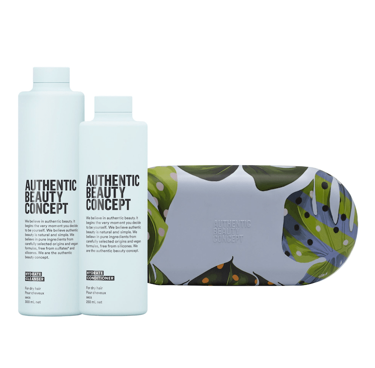 Authentic Beauty Concept Champú HYDRATE Pack Cleanser + Conditioner + Coletero + Caja Metálica de Regalo Roberta Beauty Club Tienda Online Productos de Peluqueria