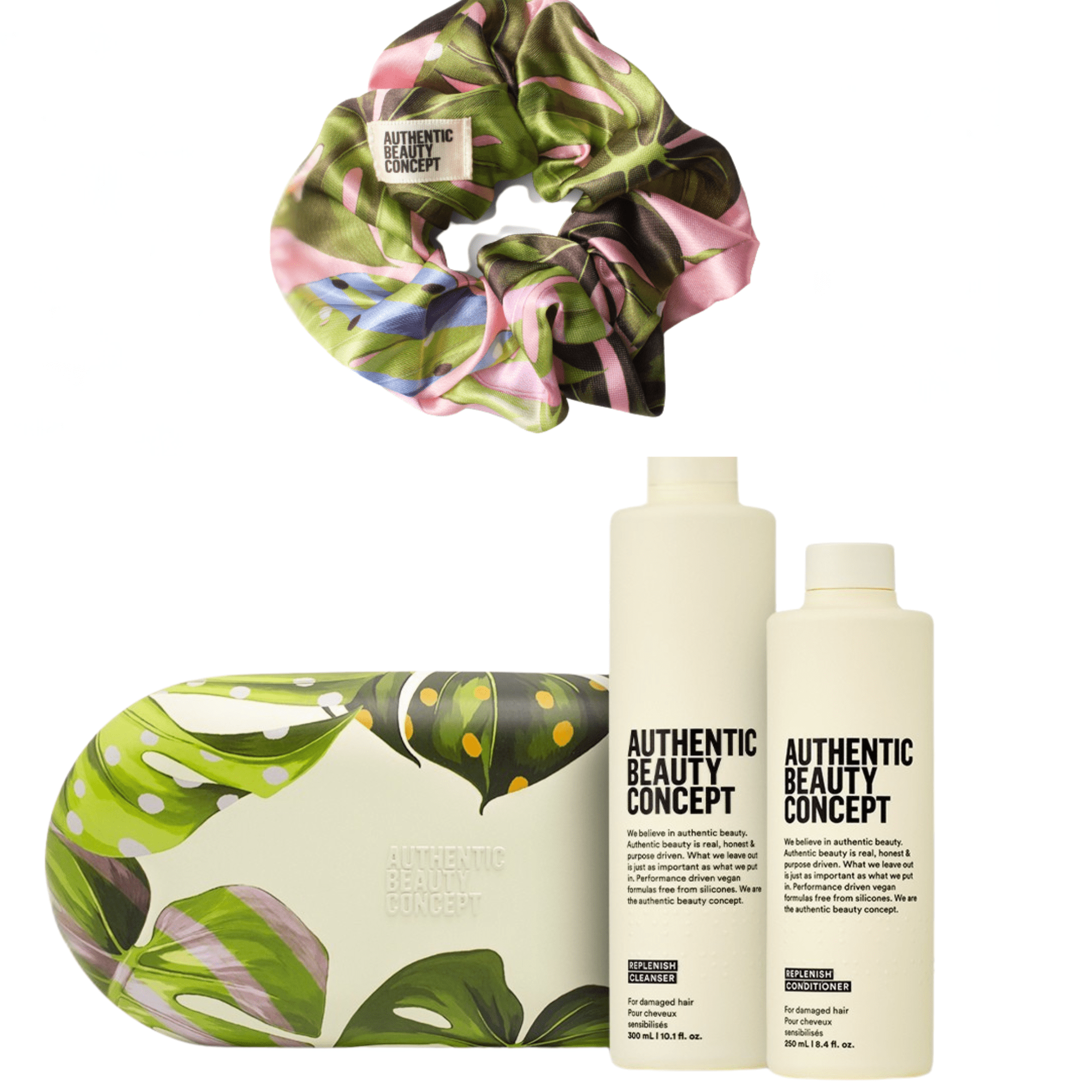 Authentic Beauty Concept Champú REPLENISH Pack Cleanser + Conditioner + Coletero + Caja Metálica de Regalo Roberta Beauty Club Tienda Online Productos de Peluqueria