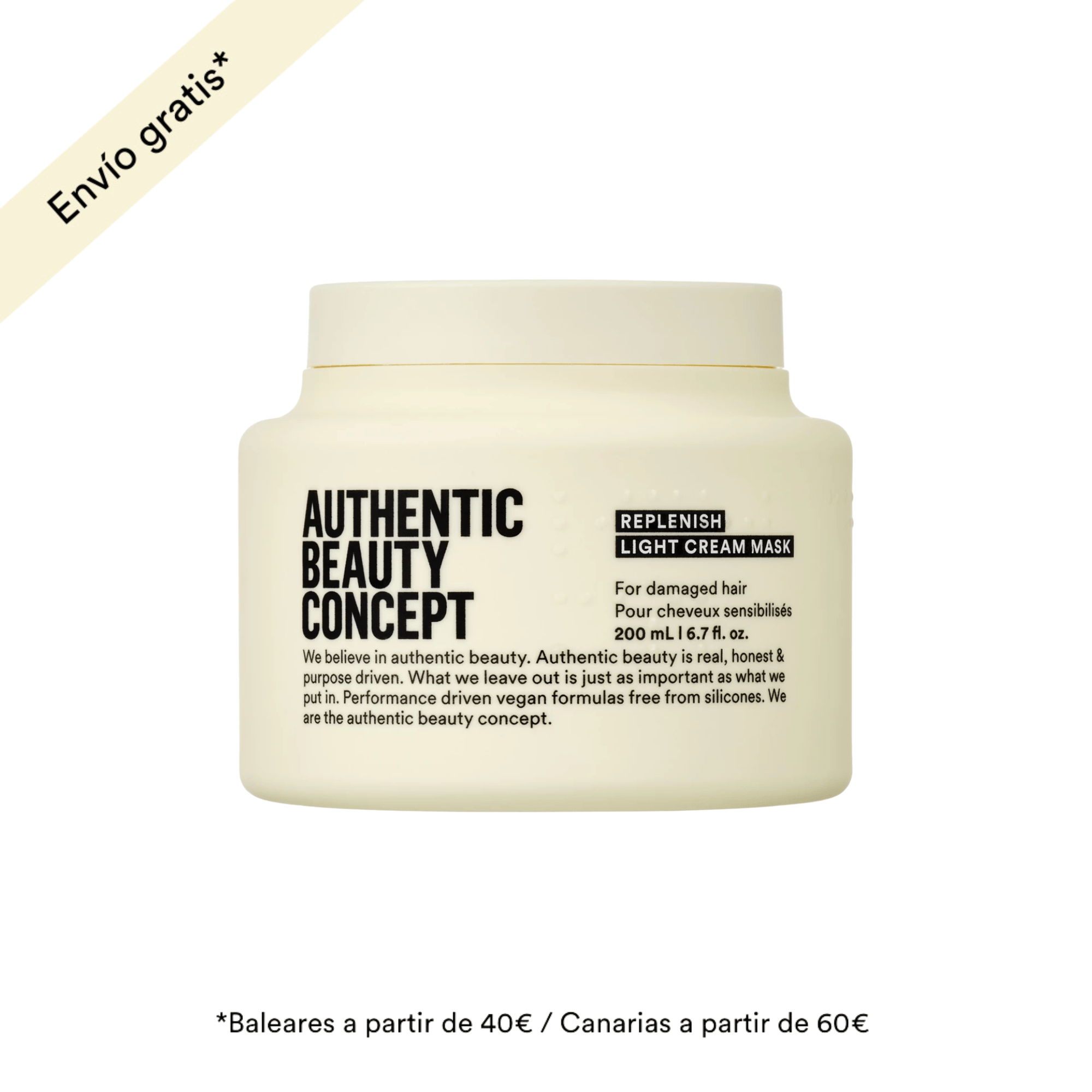 Authentic Beauty Concept Mascarilla Capilar REPLENISH Light Cream Mask 200ml For Damaged Hair Roberta Beauty Club Tienda Online Productos de Peluqueria