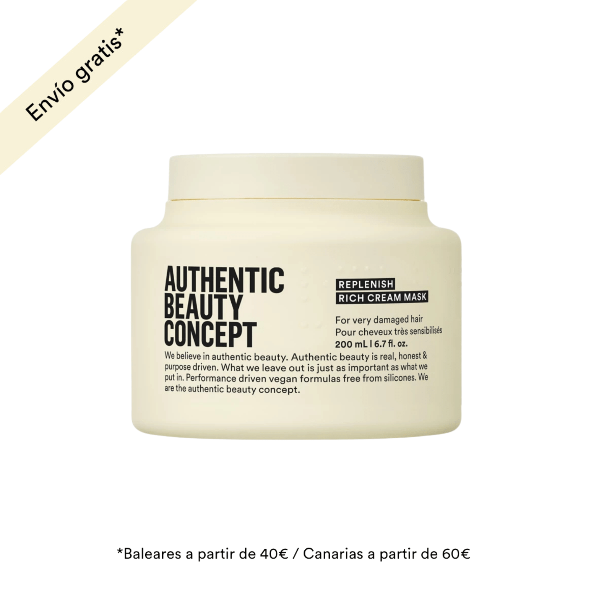 Authentic Beauty Concept Mascarilla Capilar REPLENISH Rich Cream Mask 200ml For Damaged Hair Roberta Beauty Club Tienda Online Productos de Peluqueria