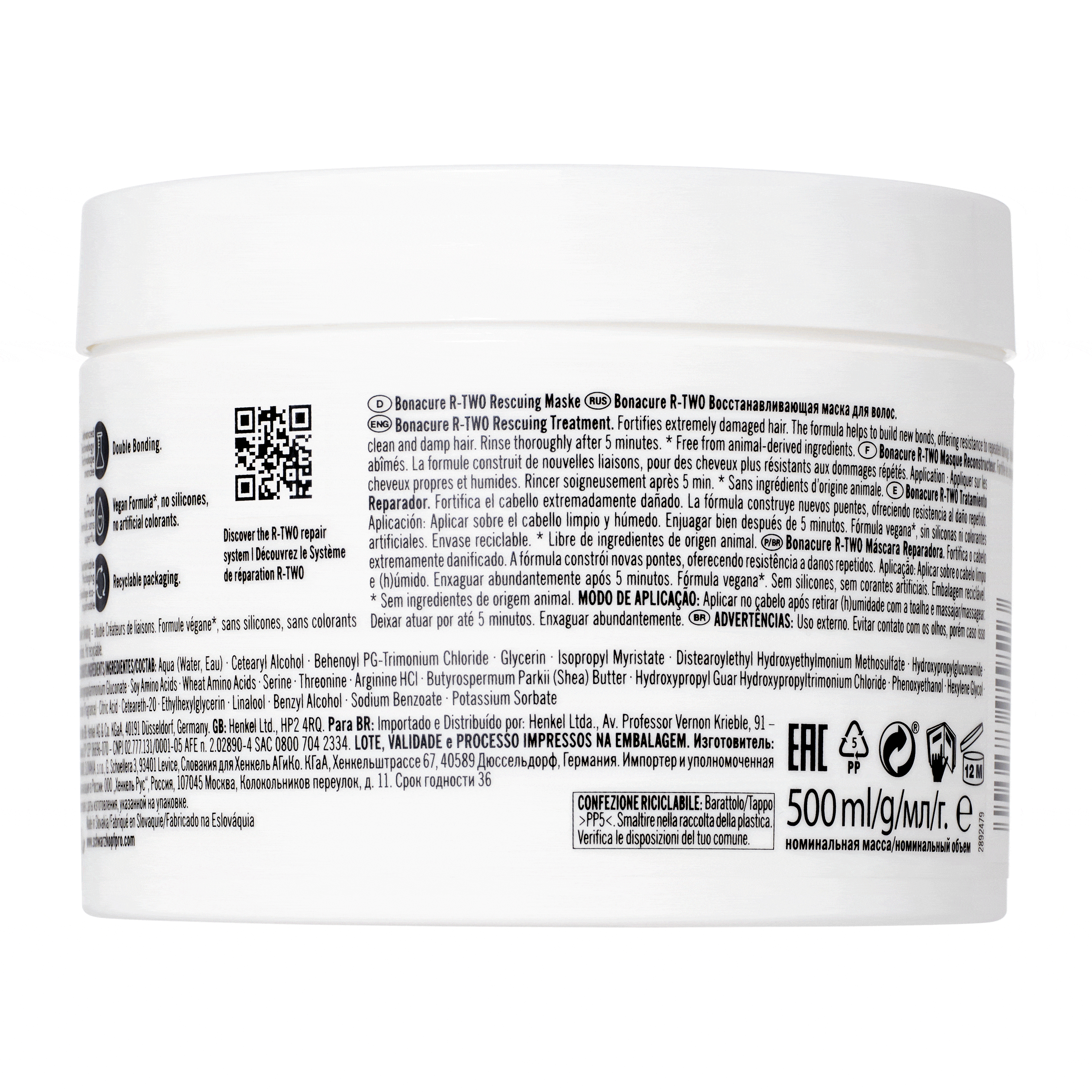 BC Bonacure Mascarilla Capilar Bonacure R-TWO Tratamiento Reparador 500ml Roberta Beauty Club Tienda Online Productos de Peluqueria