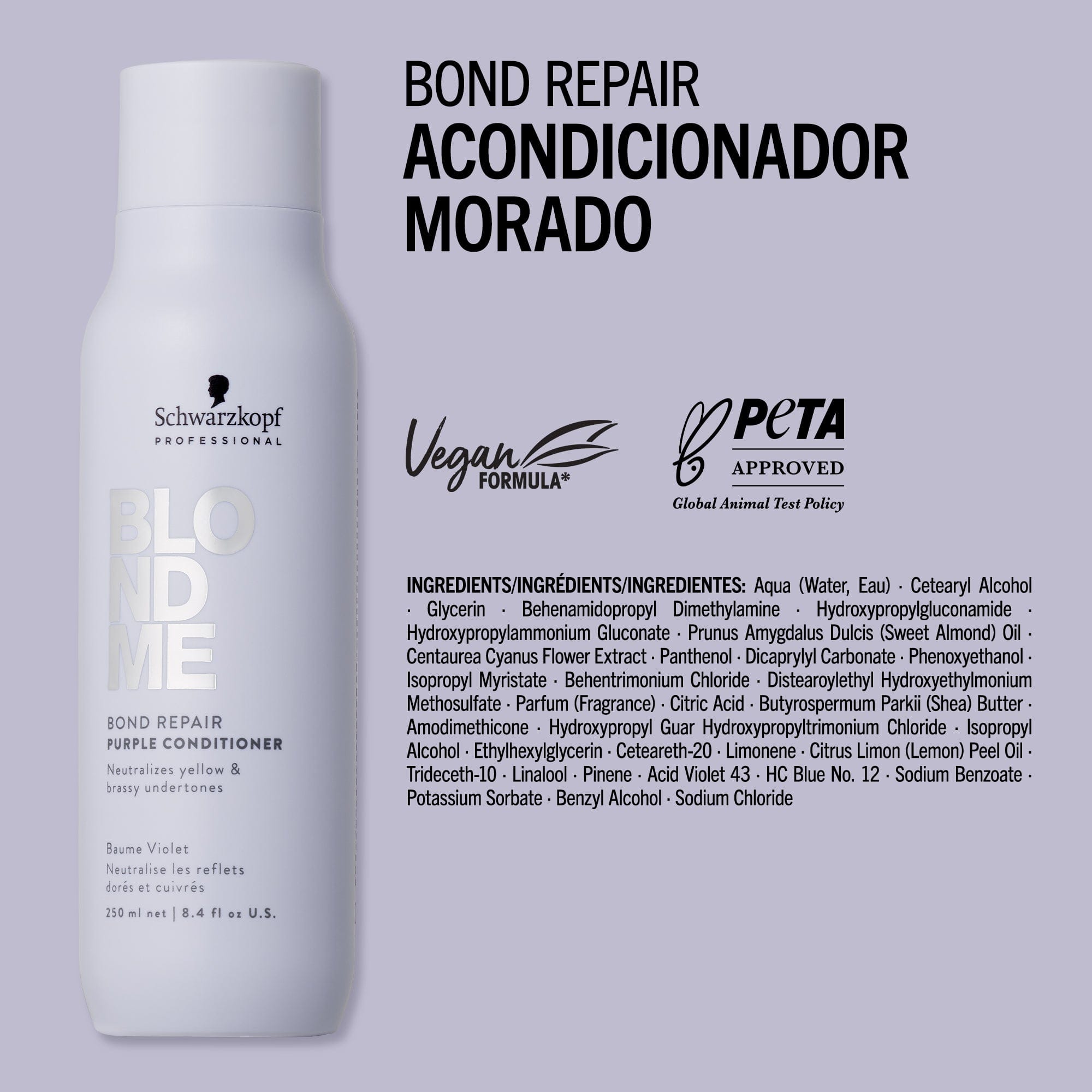 BlondMe Champú Acondicionador Morado Bond Repair de BLONDME 250ml Roberta Beauty Club Tienda Online Productos de Peluqueria