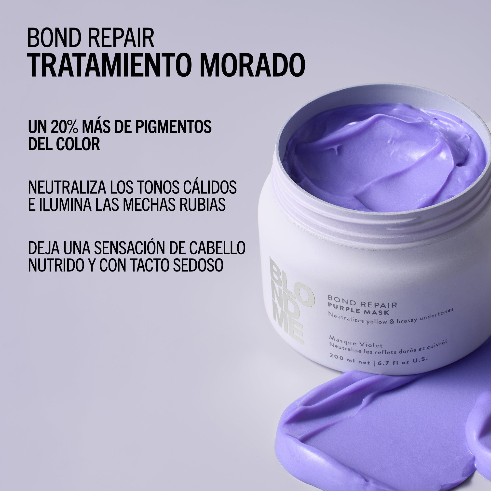BlondMe Mascarilla Capilar Tratamiento Morado Bond Repair de BLONDME 200ml Roberta Beauty Club Tienda Online Productos de Peluqueria