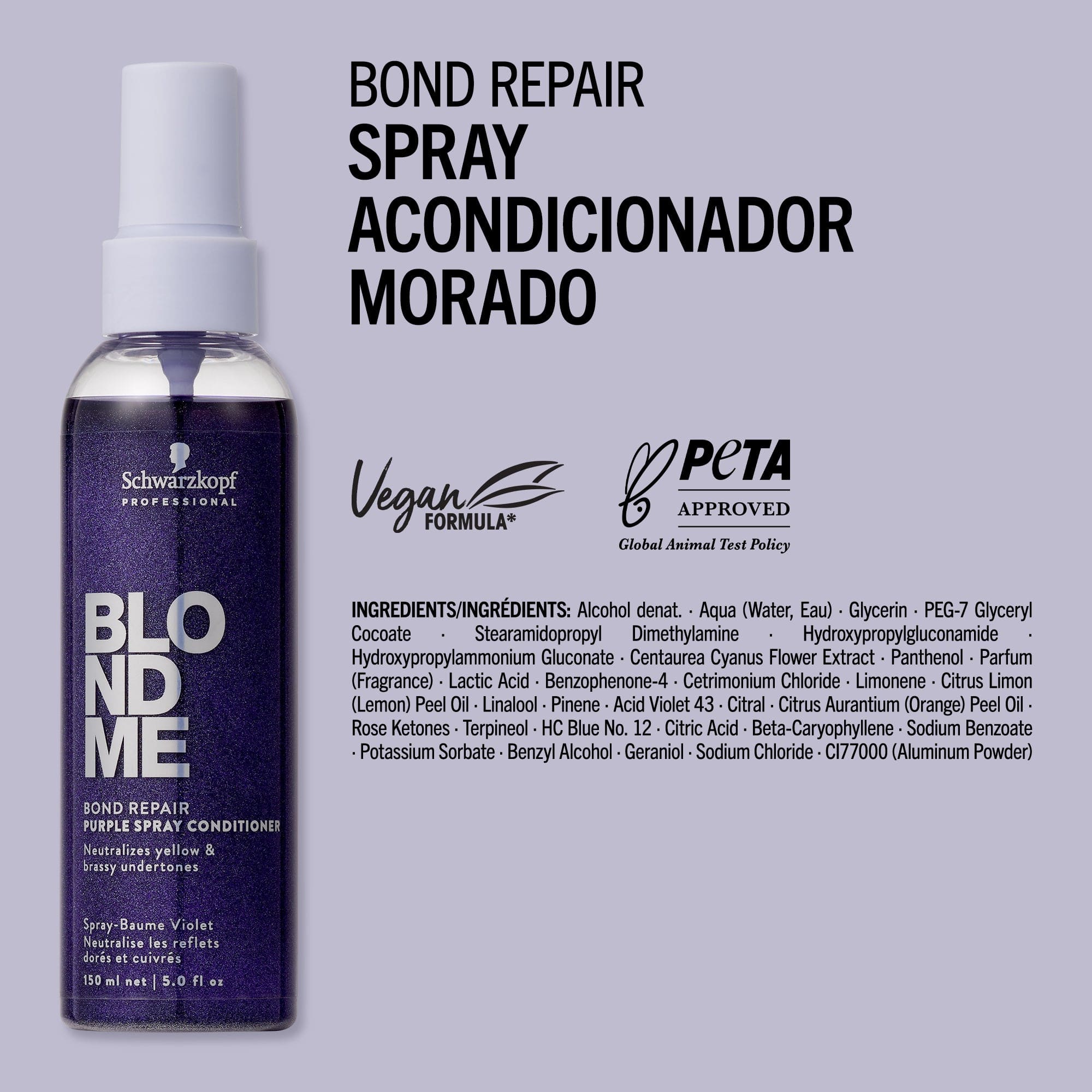 BlondMe Tratamiento Spray Acondicionador Morado Bond Repair de BLONDME 150ml Roberta Beauty Club Tienda Online Productos de Peluqueria