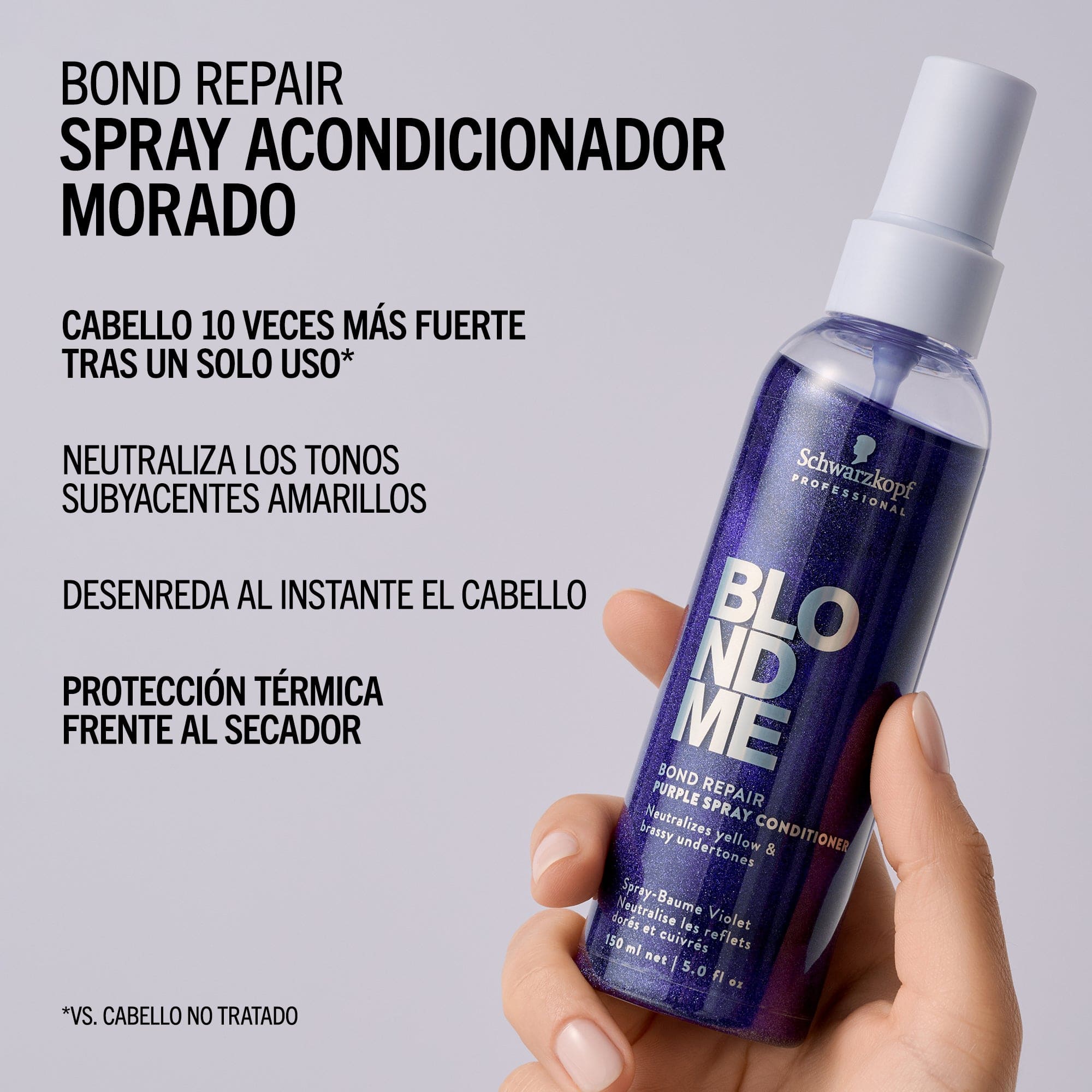 BlondMe Tratamiento Spray Acondicionador Morado Bond Repair de BLONDME 150ml Roberta Beauty Club Tienda Online Productos de Peluqueria