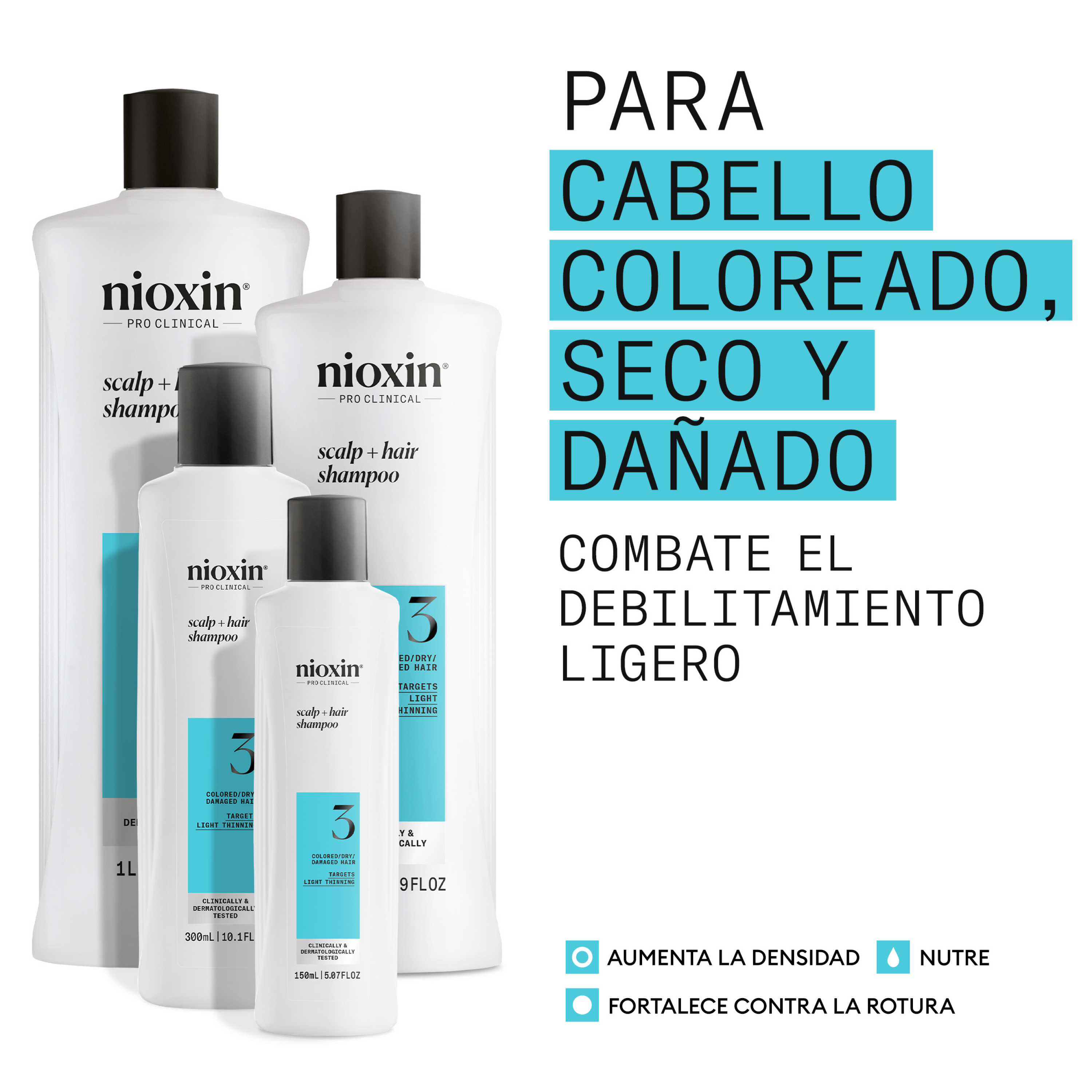 Nioxin Champú SYSTEM 3 CLEANSER Champú Step 1 Cabello Teñido 1000ml Roberta Beauty Club Tienda Online Productos de Peluqueria
