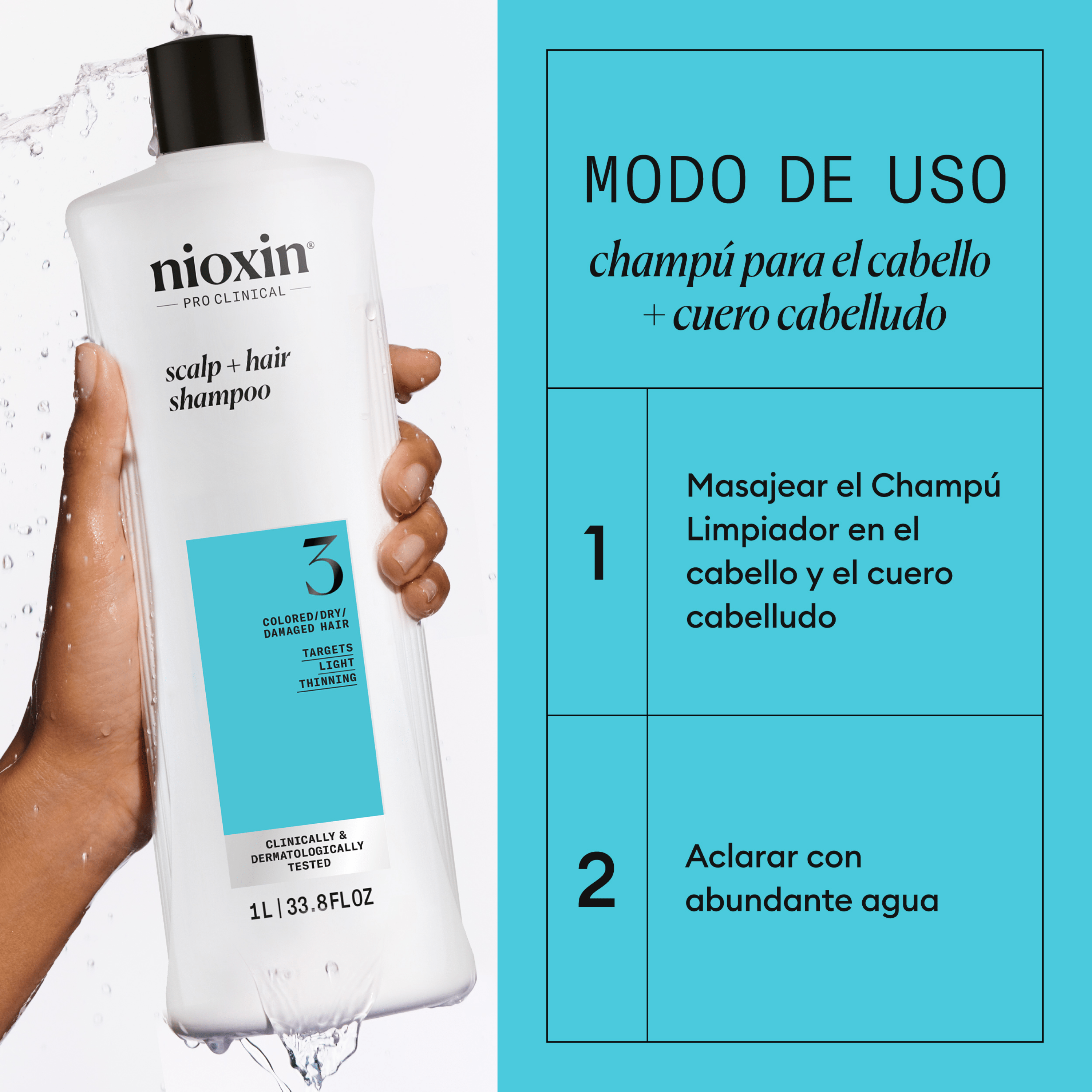 Nioxin Champú SYSTEM 3 CLEANSER Champú Step 1 Cabello Teñido 1000ml Roberta Beauty Club Tienda Online Productos de Peluqueria