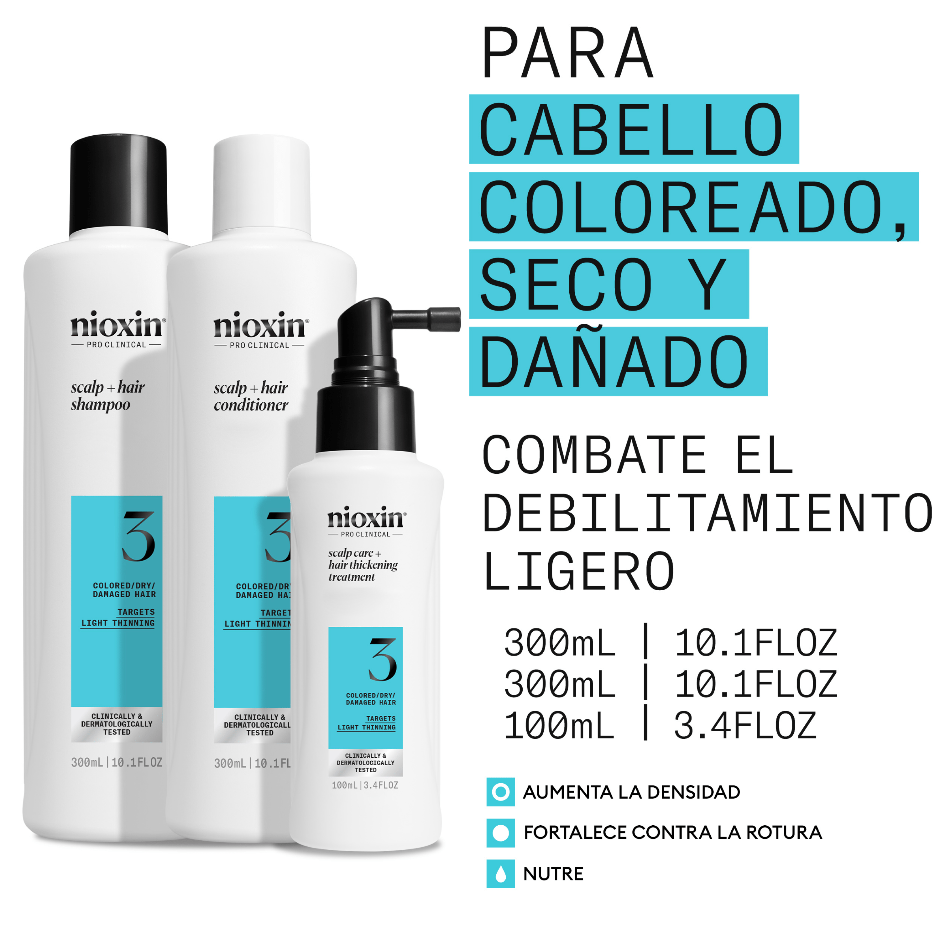 Nioxin Tratamiento SYSTEM 3 Kit Champú 300ml + Acondicionador 300ml +Tratamiento 100ml Roberta Beauty Club Tienda Online Productos de Peluqueria