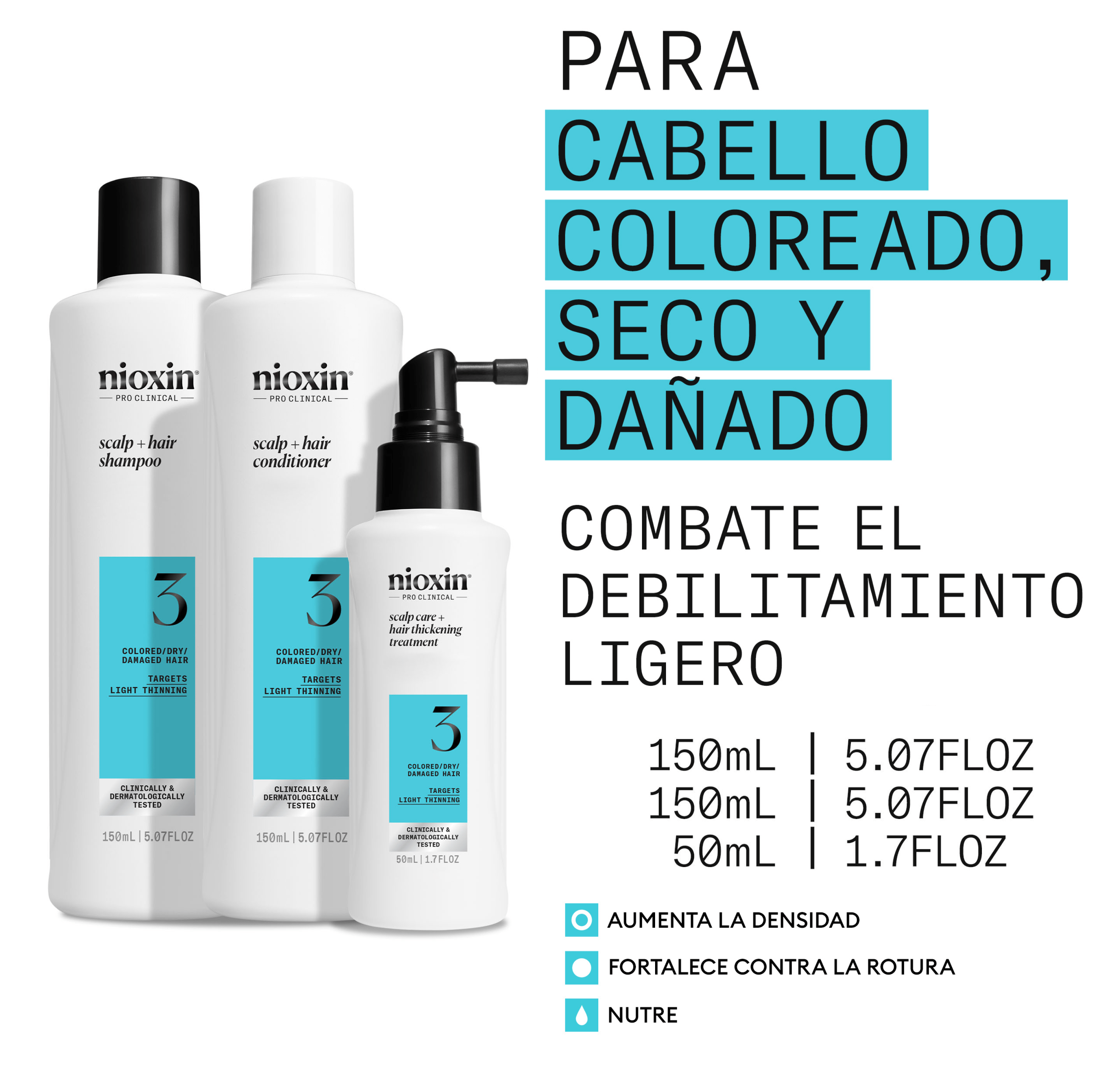 Nioxin Tratamiento SYSTEM Kit 3 Champú 150ml + Acondicionador 150ml + Tratamiento 50ml Roberta Beauty Club Tienda Online Productos de Peluqueria
