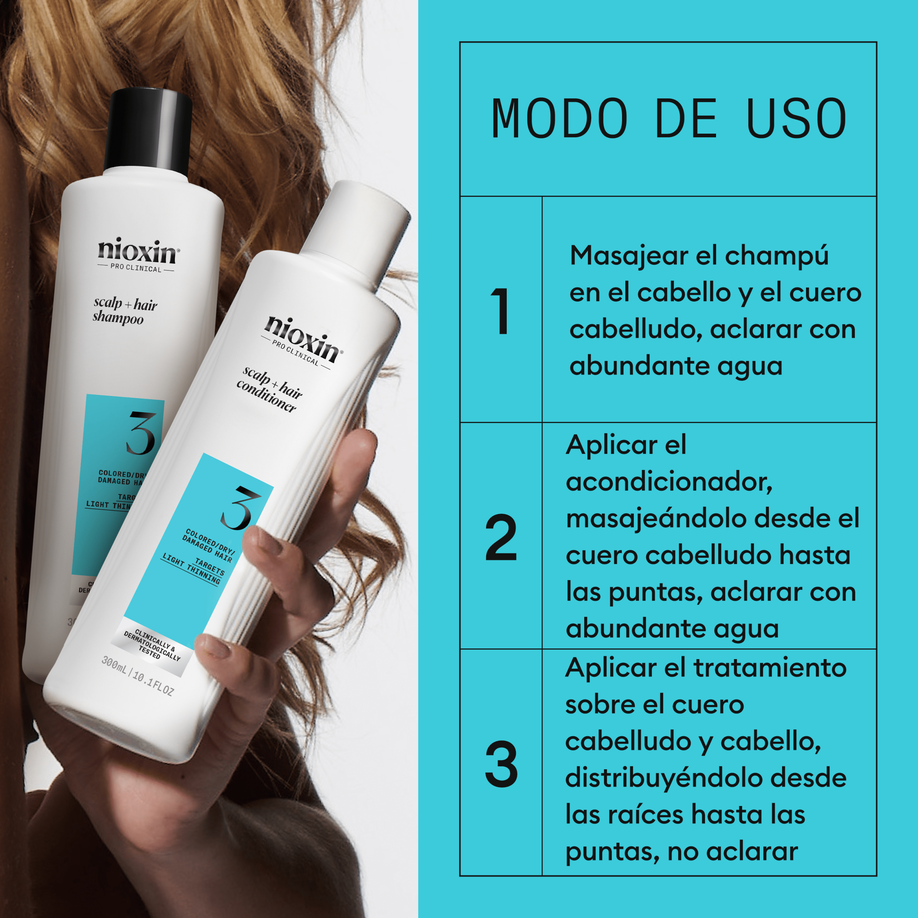 Nioxin Tratamiento SYSTEM Kit 3 Champú 150ml + Acondicionador 150ml + Tratamiento 50ml Roberta Beauty Club Tienda Online Productos de Peluqueria