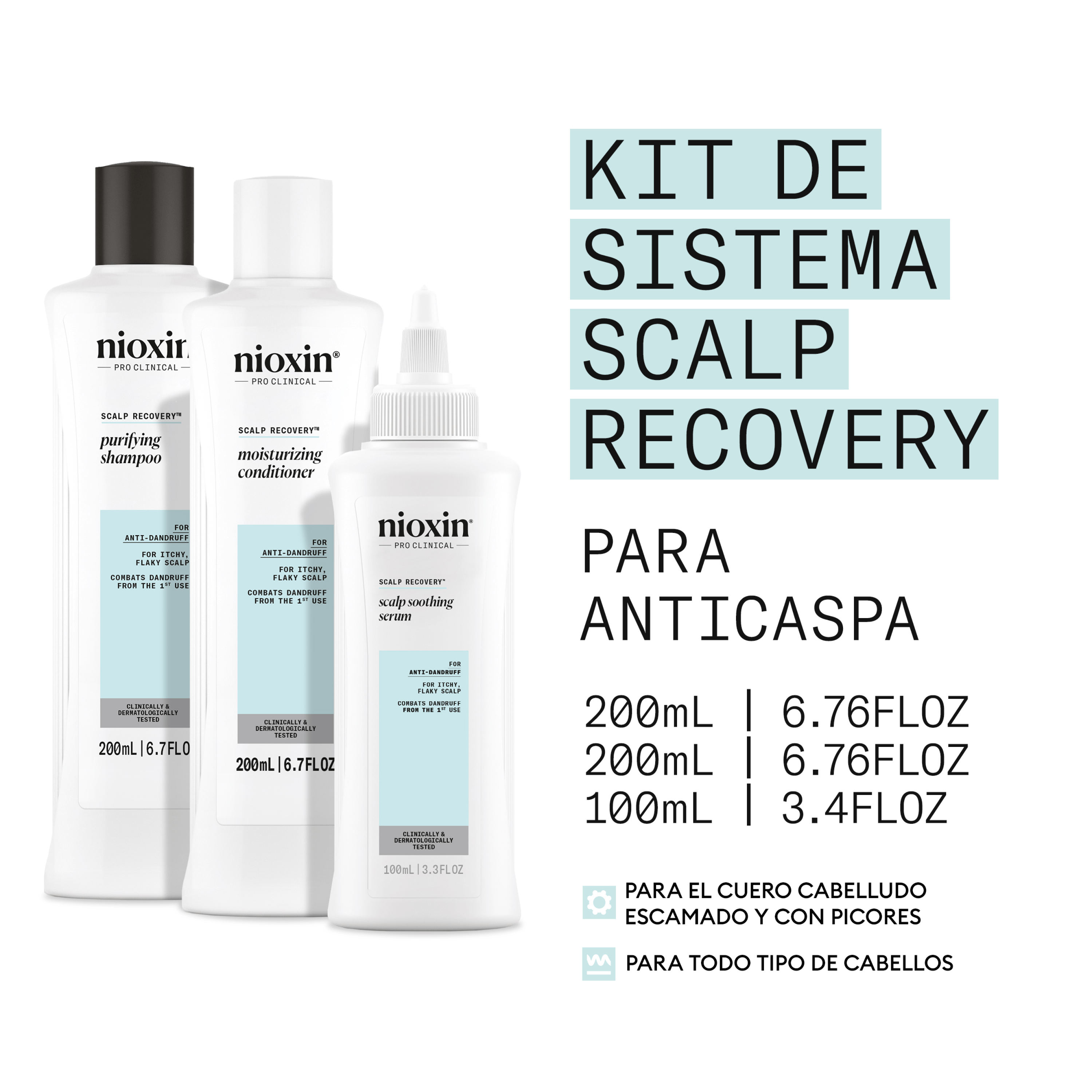 Nioxin Tratamiento SYSTEM Kit SCALP RECOVERY Champú 200ml + Acondicionador 200ml + Tratamiento 100ml Roberta Beauty Club Tienda Online Productos de Peluqueria