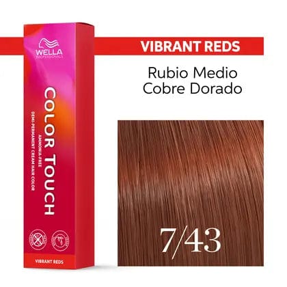 Wella Tinte Color Touch 7/43 Rubio Medio Cobrizo Dorado-60ML Roberta Beauty Club Tienda Online Productos de Peluqueria