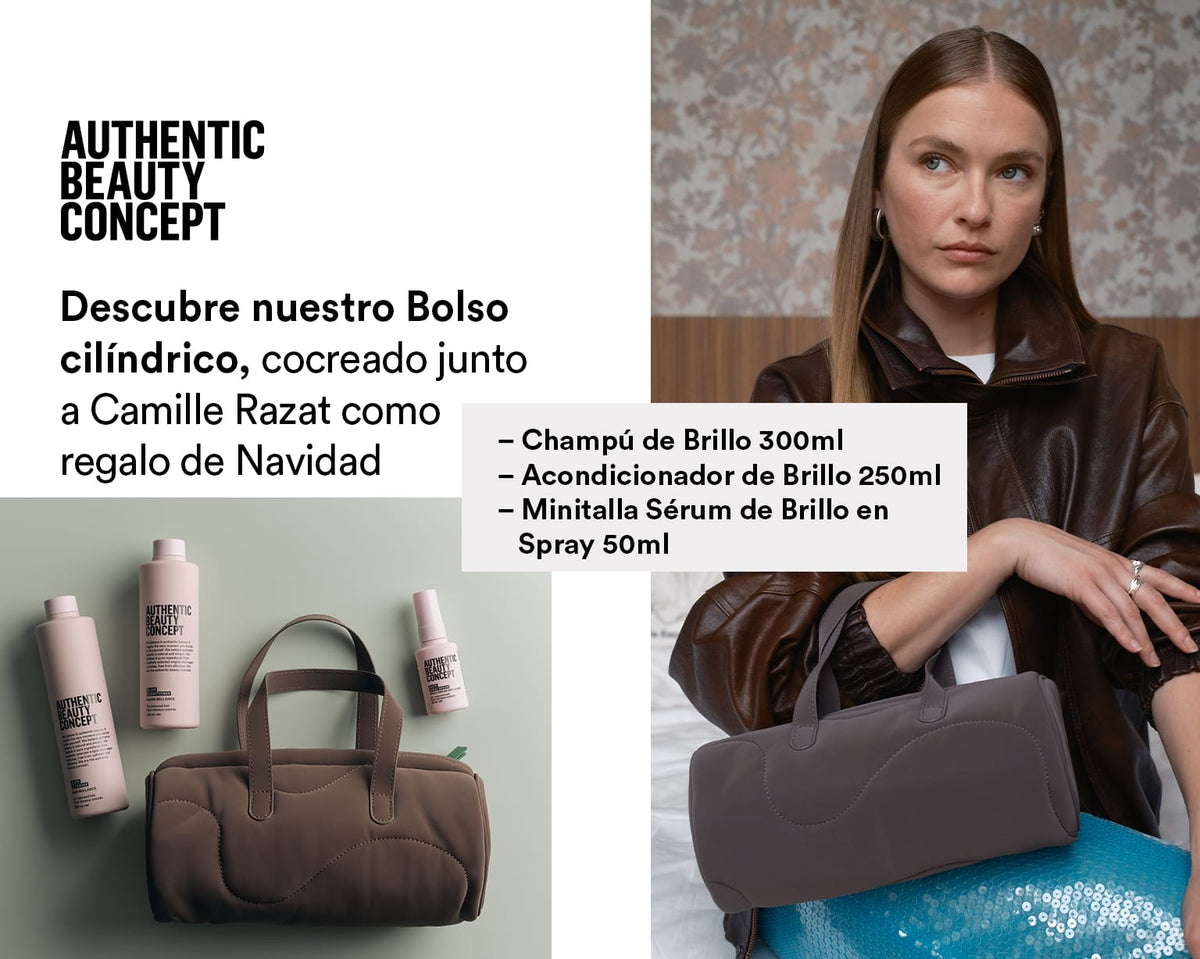 Authentic Beauty Concept Champú Pack Bolso Glow: Champú, Acondicionador, y Minitalla del Sérum de Brillo en Spray Roberta Beauty Club Tienda Online Productos de Peluqueria