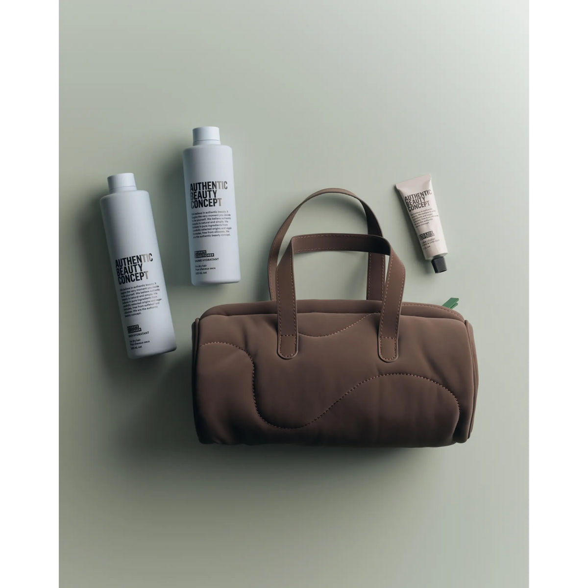 Authentic Beauty Concept Champú Pack Bolso Hydrate: Champú, Acondicionador, y Minitalla Crema para Cabello y Manos Roberta Beauty Club Tienda Online Productos de Peluqueria