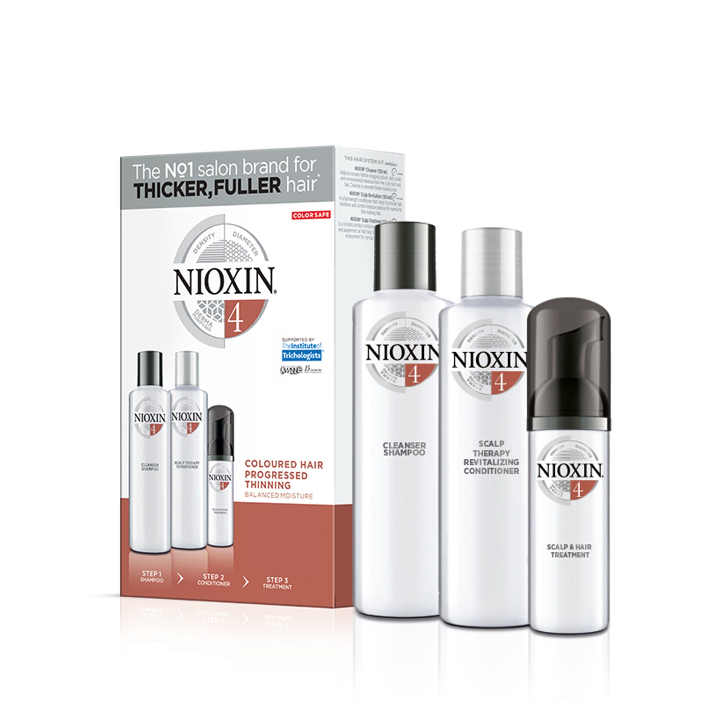 Nioxin Tratamiento SYSTEM Kit 4 Champú 150ml + Acondicionador 150ml + Tratamiento 50ml Roberta Beauty Club